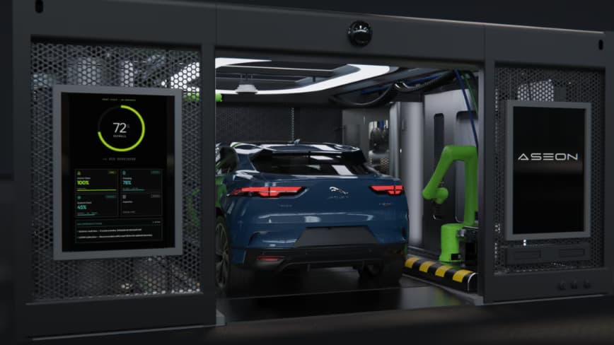 Aseon Labs raises ten million dollars to build parking-space-sized pods that charge and clean robotaxis