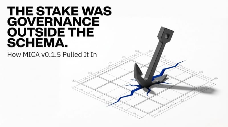 The Stake Was Governance Outside the Schema. MICA v0.1.5 Pulled It In