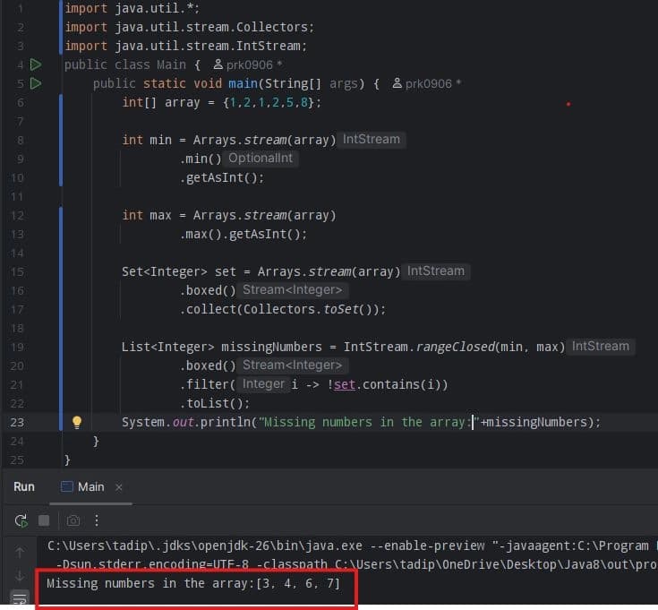 ๐ Finding Missing Numbers in an Array using Java Streams