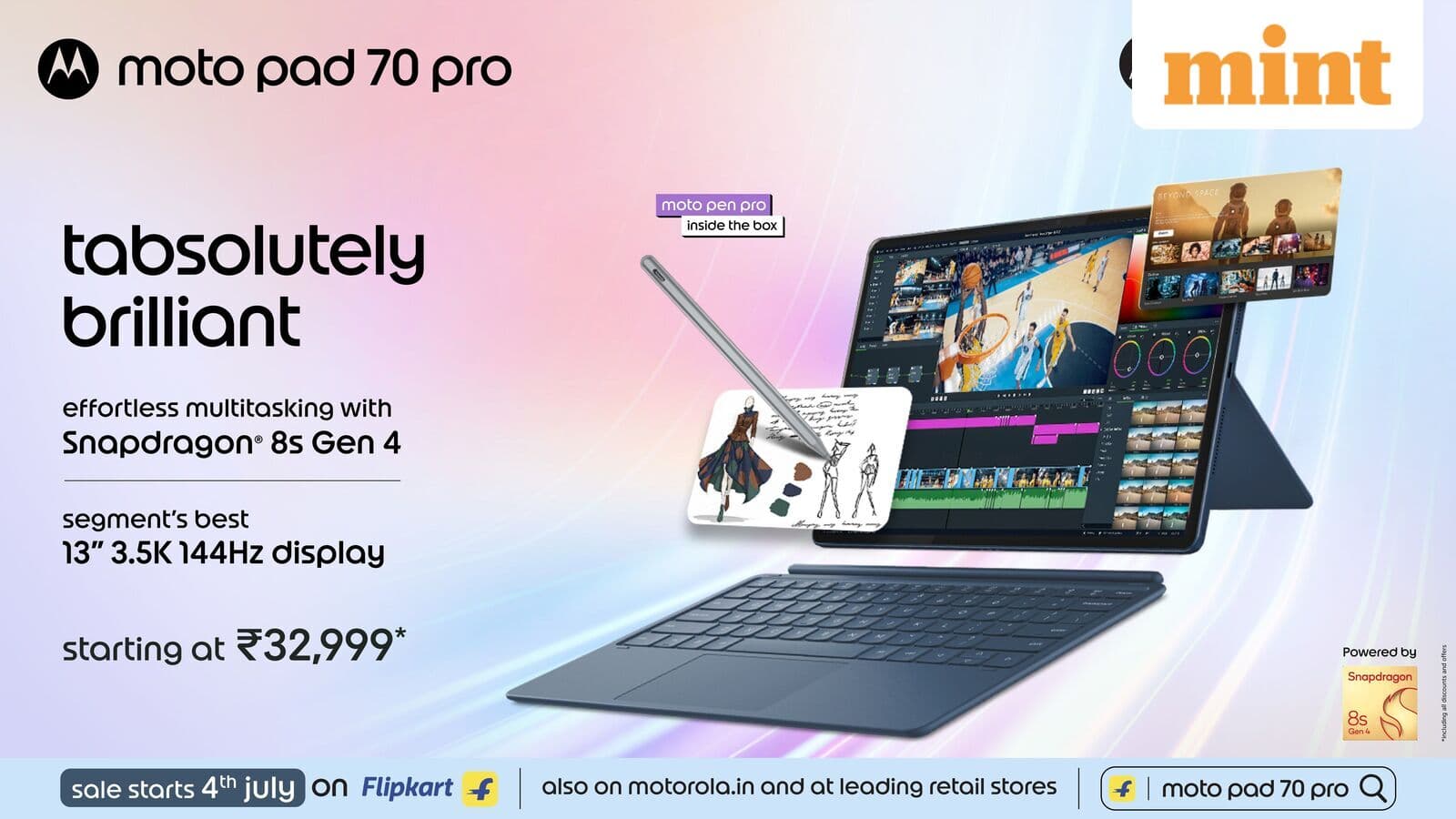 Moto Pad 70 Pro launched in India with 13-inch 3.5K display, AI features and 10,200mAh battery